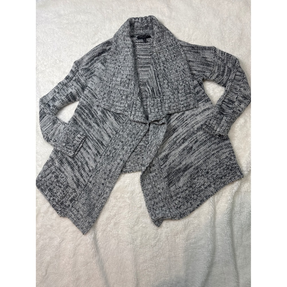Romeo & Juliet Couture Grey Knit Open‎ Front Waterfall Cardigan Sweater M